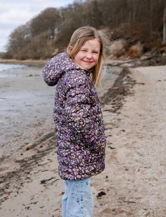 mikk-line Long Puffer Jacket Aop Rec. - Purple - 110