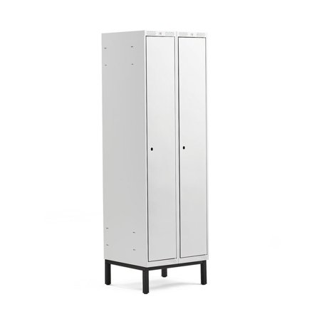 Clothes locker CLASSIC, leg frame, 2 modules, 1940x600x550mm, grey