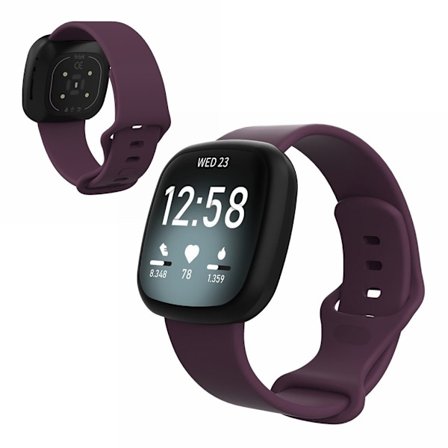 Fitbit Versa 3 / Sense silikon klockarmband - mörklila Size: S