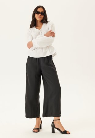 BUBBLEROOM - Wide Ankle Modal Trousers - Black