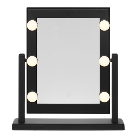 Sminkespeil med 6 LED-lys og justerbart lys - Svart