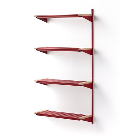Wandgarderobenschrank JEPPE mit 4 Schuhböden, Anbauelement, 1790x900x310 mm, rot/birke