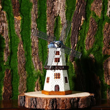 Havevindmølle til haven, vandtæt solcelledrevet automatisk havemølle med LED-lys til havepynt