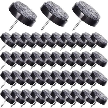 50 Svarte møbelknotter i filt - For tremøbler, stoler, krakker og bordben - Svart - 24 mm diameter