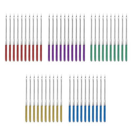 50 stk. Maskinsøm Nål Anti-hopp Trådpunkt Legering Farge Skaft Erstatning
