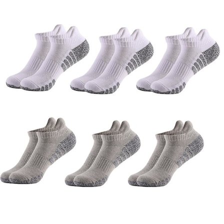 6 Anti-slip, Svedabsorberende Og Åndbare Sportsstrømper, Dobbelt Fortykkede Håndklædesål Løbestrømper, Bomuldsbådstrømper