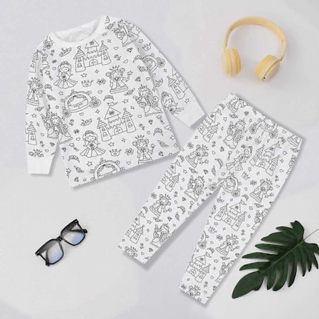 Kreativt DIY Graffiti Pyjamas Sæt til Børn, Farvelæg Selv Nattøj Pyjamas til Drenge & Piger - Perfekt