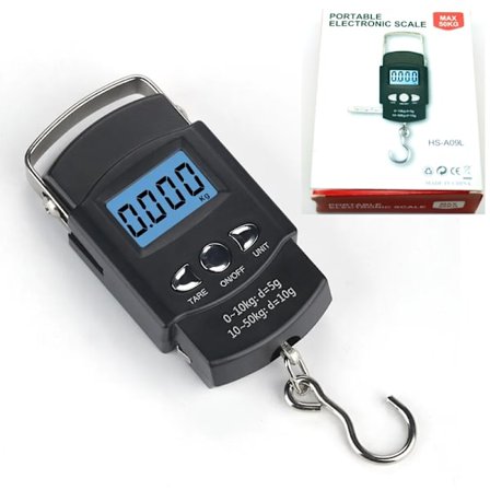 Digital våg 0 - 50kg fiskevåg med måttband även för tex bagage