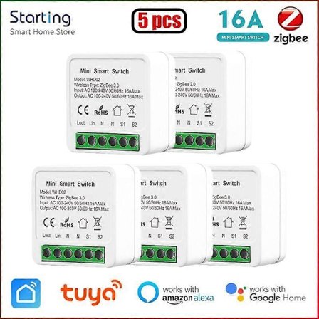 10 stk Zigbee 3.0 Mini Smart Switch Yandex Alice Tuya Smart Home DIY Lysbryter