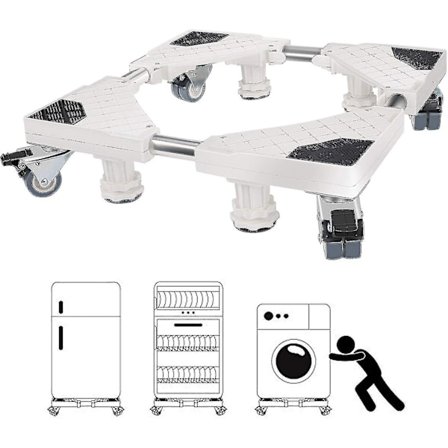 Vaskestativ, Belastning 300 kg Justerbart Stativ Til Køleskab Vaskemaskine Tørretumbler (Justerbar Bredde 45-63 cm)