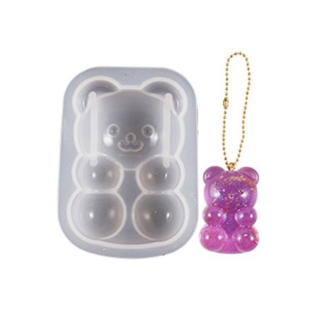 Semi-tredimensionell björn silikonform nyckelringhänge kristall epoxiharts