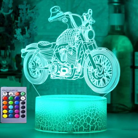 3D Motorcykel Bil Natlys Bordsklampe Optisk Illusion Lamper 16 Farveskiftende Lys LED Bordlampe Julegave Hjem Kærlighed Fødselsdag Børn Dekoration 