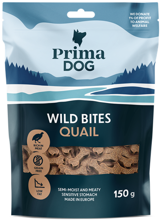 PrimaDog Wild bites Viiriäinen ja Orapihlaja 150G