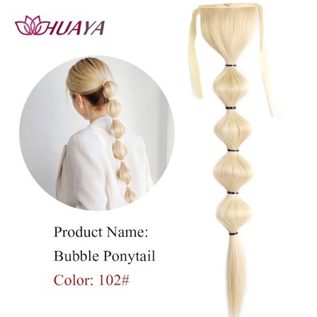 HUAYA Dragsko Lång rak hästsvans Clip In Hair Extensions Syntetiskt hår Bubble hästsvans Värmebeständigt naturligt falskt hår