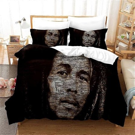 Bob Marley -vuodevaatesetti teineille ja aikuisille, 2 tyynyliinaa ja vetoketjullinen pussilakana, Bob Marley 03)