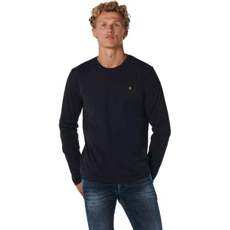 No Excess, T-shirt long sleeve crewneck solid black Zwart, Heren, Maat:S