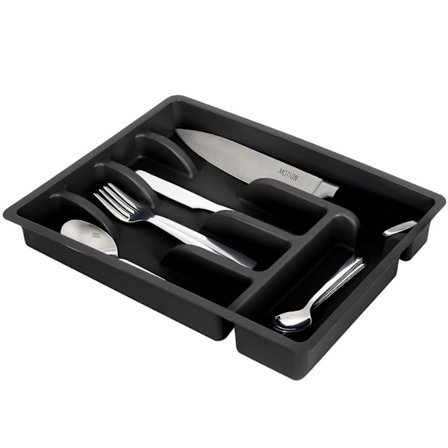 Ruokailuvälinelaatikko - Musta sisäosa, jossa 5 lokeroa järjestämistä varten