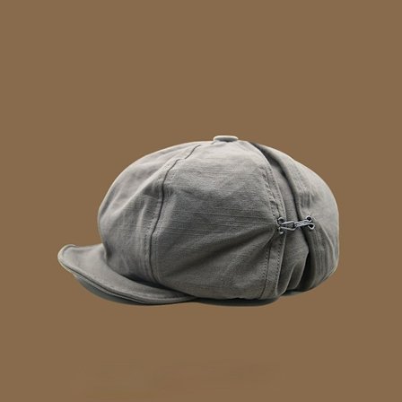 Beret i japansk stil, kunstnerisk, vintage malerstil, grå