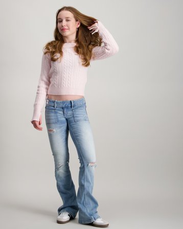 Gina Tricot Young 14+ pleated flare jeans Blå Jeans Jente - Kids Brand Store