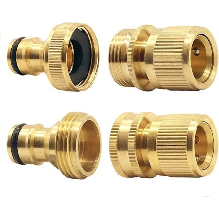 Hageslangekobling, hann- og hunngevind i messing 3/4" kobber hannhage slange og 3/4" Bsp kran kobling