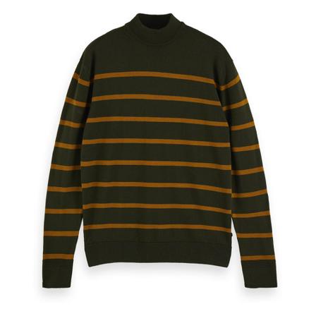 Scotch & Soda Merino Crewneck Pull Sort, Herre Rullekraver