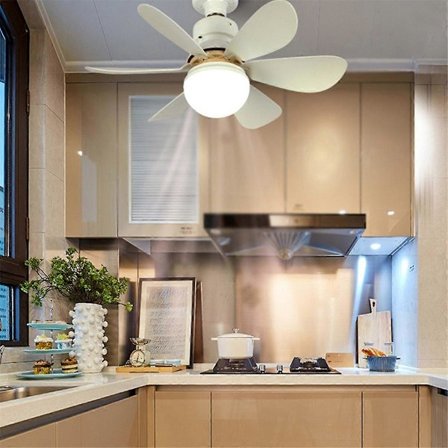 Takfläkt med Belysning Rund Fläktbelysning Sovrum Restaurang Energisparande Belysning E27 Skruv Enkel LED Takfläkt med Belysning, 30W