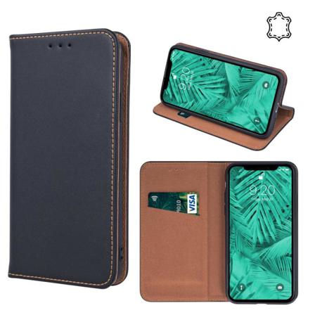 Huawei P40 Lite Plånboksfodral Äkta Läder - Svart Svart