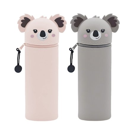 2 stk. Kawaii 2 i 1 blød silikone penalhus, sødt dyredesign med lynlåslukning til skole- og kontorartikler