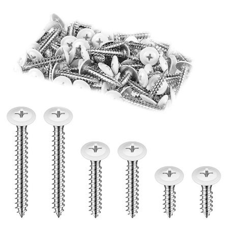 8 Hvide Skruer Træ Plade Metal Skrue Gevind Spær Hoved Hurtig Selvtæppende Hvide Pan Kabinet Skruer[jl]