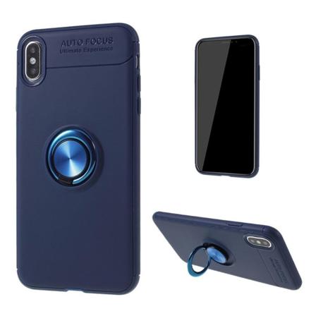 iPhone Xs Max mobilskal metall silikon ringhållare stående magnetiska bilhållare - Blå Blå