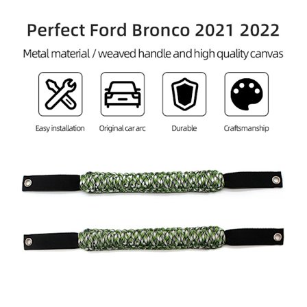 Anti-rullstångshandtag för Bronco Mustang, Lima 2021 2022-8mm Borrlängd 42cm Hörnkamouflage (Tvåpack)