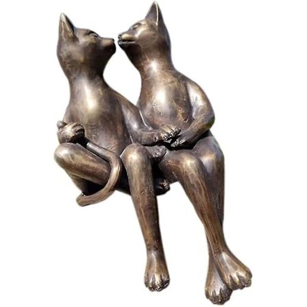 Katt Dating Hage Ornament Harpiks Søte Katter Sittende Side Om Side Skulptur Håndverk Hjem