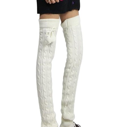 Dames Mode Vinter Leggings Støvler Lange Benvarmere Strikket Hvid KLB