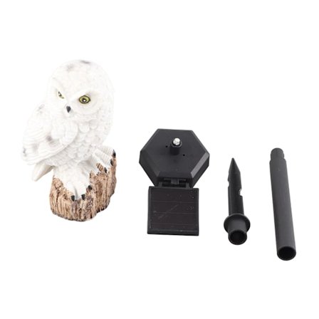 Utomhus solcellsmarkbelysning i form av uggla, vattentät trädgårdsdekoration, vit