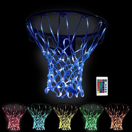 Farveskiftende Basketkurv, Superstærk LED Basketkurvelampe til Udendørs og Indendørs Brug, Justerbar Fjernbetjening, Nem Installation