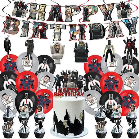 Skibidi Toalett Party Dekoration 30st Skibidi Toalett Födelsedagsfest Tillbehör Skibidi Toalett Latexballonger Tårta Toppers Grattis På Födelsedagen 