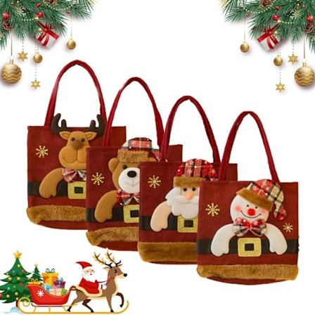 Julklappspåse set, Julkväll godis presentpåse, Julbords presentpåse, Jultomte dockmönster, juldekoration