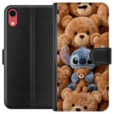 Kompatibelt Lommeboketui til Apple iPhone XR Stitch omgitt av brune teddybjørner med en liten teddybjørn i fanget i en søt og koselig kawaii-design