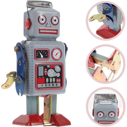 Opptrekkbar robotleketøy urverk tinnrobot vintage opptrekkbar gående robot metall tinnleketøy for fotografering rekvisitter festtjenester samling- 