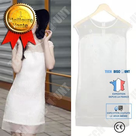 TD , vit spets, kortärmad sommarklänning i felik stil för kvinnor