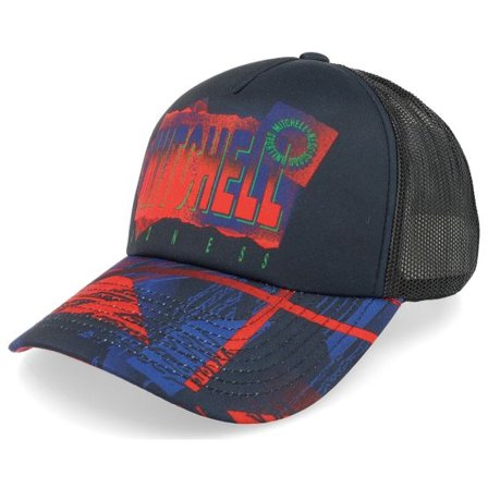 Mitchell & Ness - Svart trucker Keps - Pinscript Big Face Black Trucker @ Hatstore