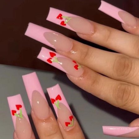 Falska naglar Långt franskt fyrkantigt huvud