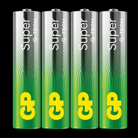 GP Super Alkaline Battery, Size AAA, LR03, 1.5V, 4-pack