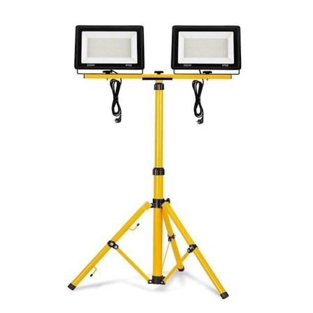 UISEBRT LED strålkastare 2*200W Cool White med stativ IP66 utomhus LED-belysning med nätsladd för garage, trädgård