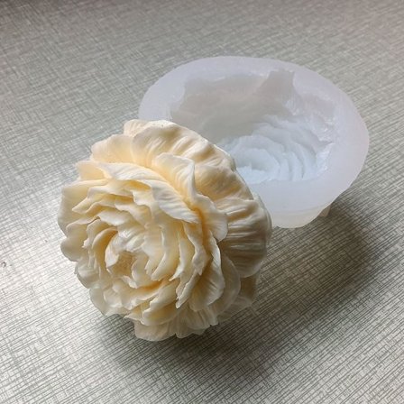 wxsp 2 Stykker Tykk Peon Rose Silikonform - 9,4x9,4x3,8cm Stor Størrelse 3D Blomsterform - Duftlys Såpe Gipsform - Transparent