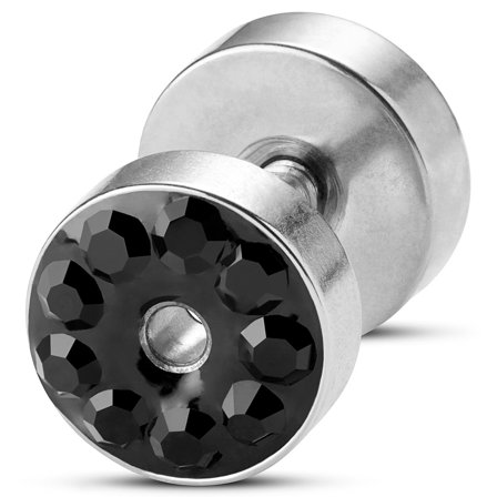 Orecchino a bottone color argento con zirconia da 6mm per uomini - Orecchini a bottone