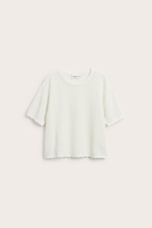 Kappahl | Kuvioneulottu pusero, jossa on lyhyet hihat Luonnonvalkoinen M | Luonnonvalkoinen