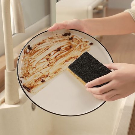 3 grønne skrapesvamper med beskyttelse mot fett