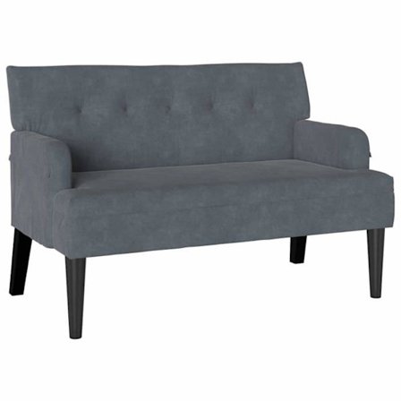 Bänk Chesterfield i sammet - vidaXL - Mörkgrå - 112x65,5x75 cm - Polstret sittplats - Stödjande ryggstöd