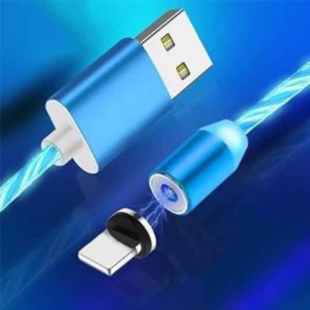 Led Flow Luminous Lighting Magnetisk USB-kabel för iPhone XR X 7 8 Micro Type C Laddare Snabbladdning Magnet Laddning USB Type-C